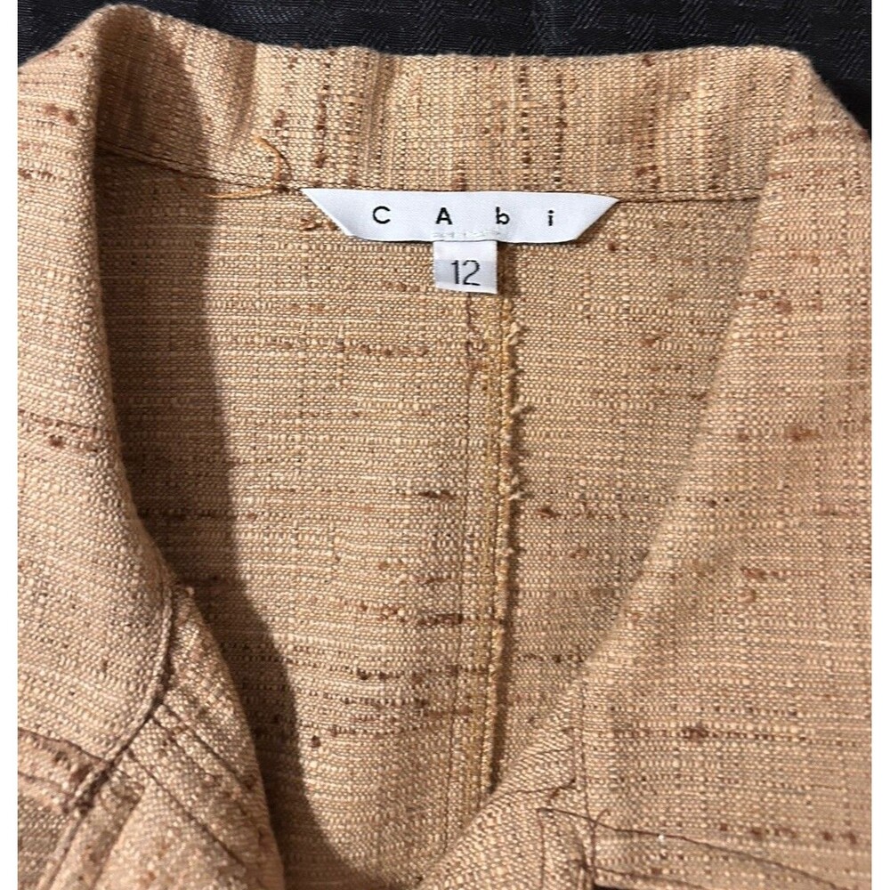 CAbi Beige Textured Tweed Button Front Utility Jacket - Women's Size 12 - Picture 2 of 6